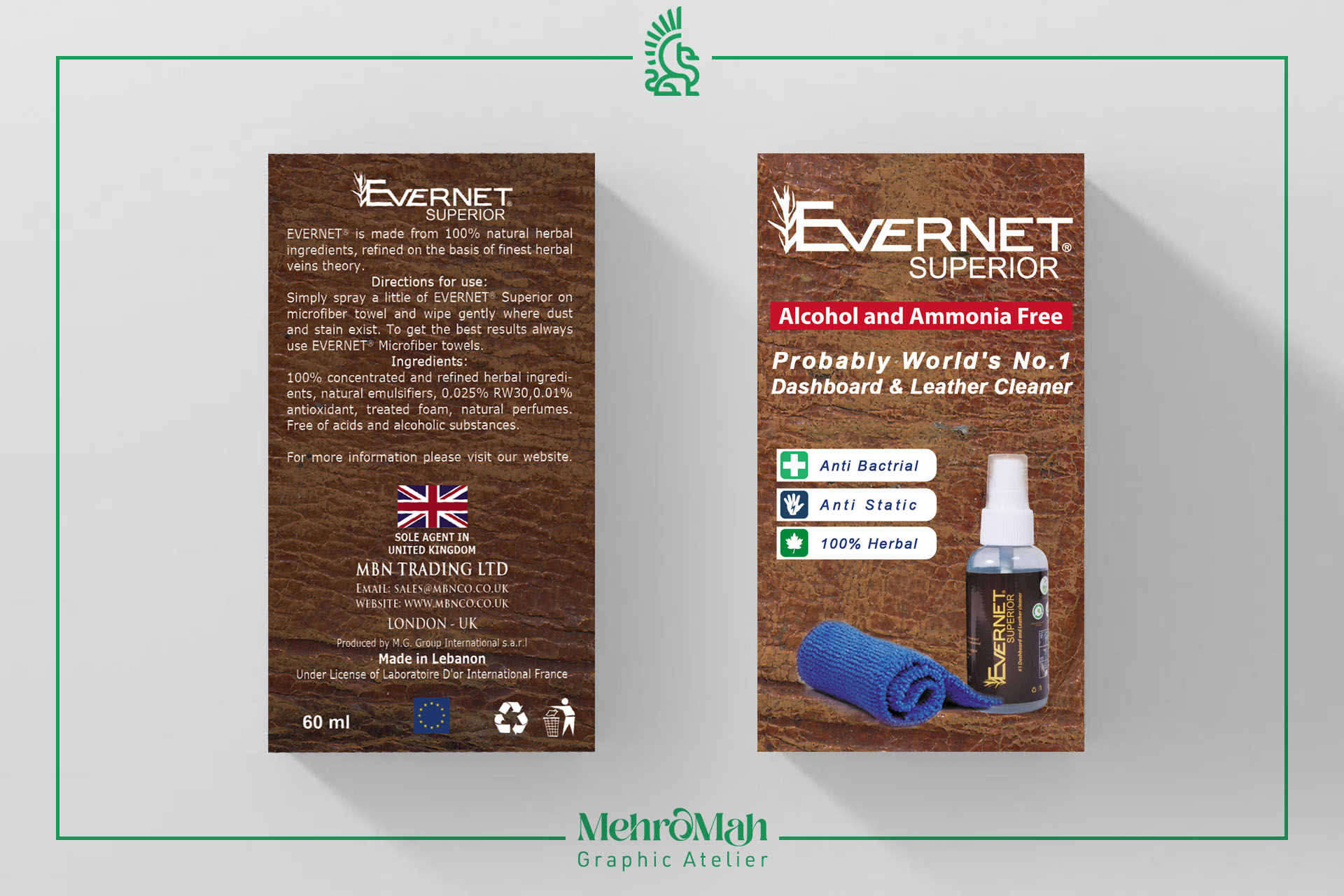 Evernet Leather Cleaner Packaging Design