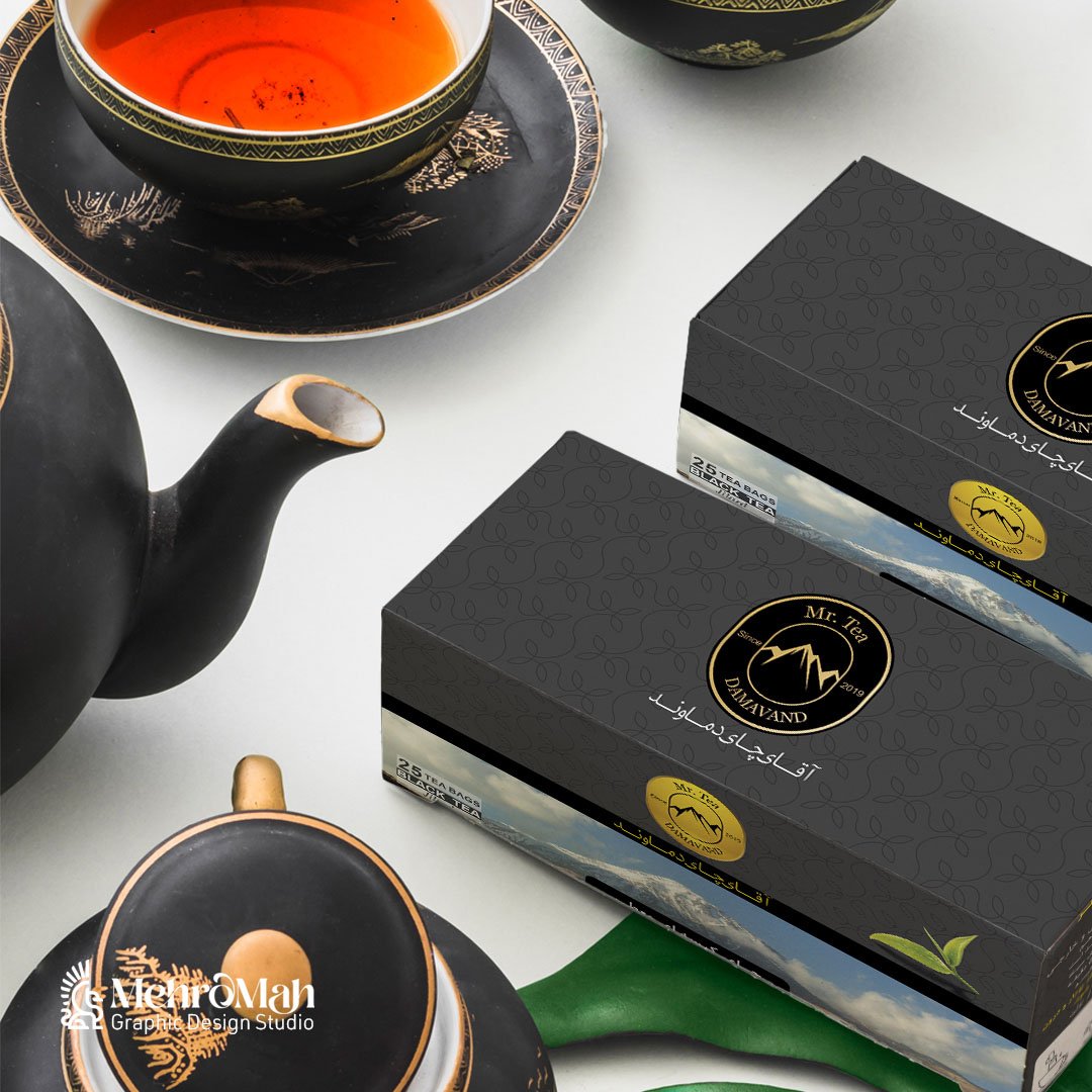 Tea bag packaging design for Mr. Tea Damavand